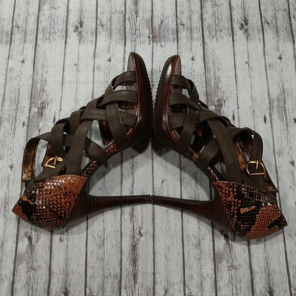 NWOT Cathy Jean Faux Snakeskin Open Toe He… - Picture 5 of 8